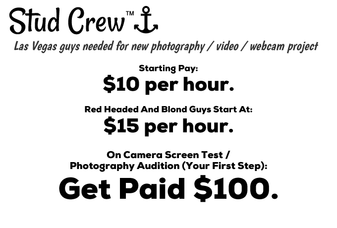 Stud Crew is casting Orlando guys for a new photography / video / webcam project. Starting pay is $15 per hour or higher.